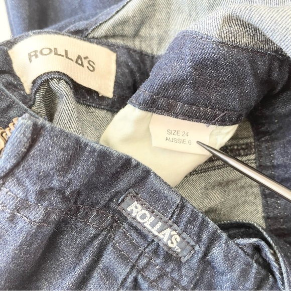 ROLLA’S Alice Denim Overalls Wide Leg Flare Jumpsuit Size 24 - Picture 7 of 14
